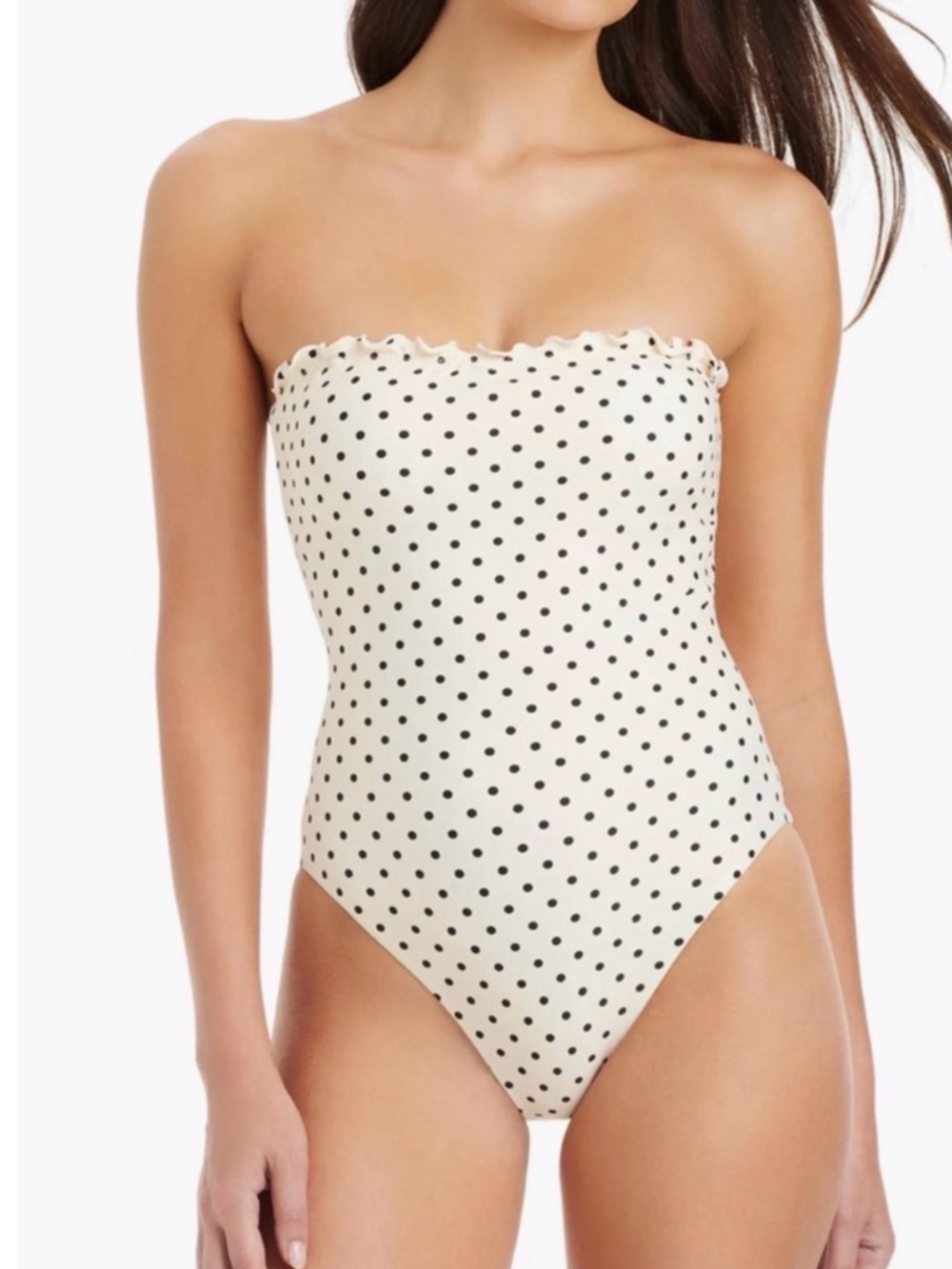 Sanctuary Polka Dot Underwire One-Piece Swimsuit Open Back Strapless Size L